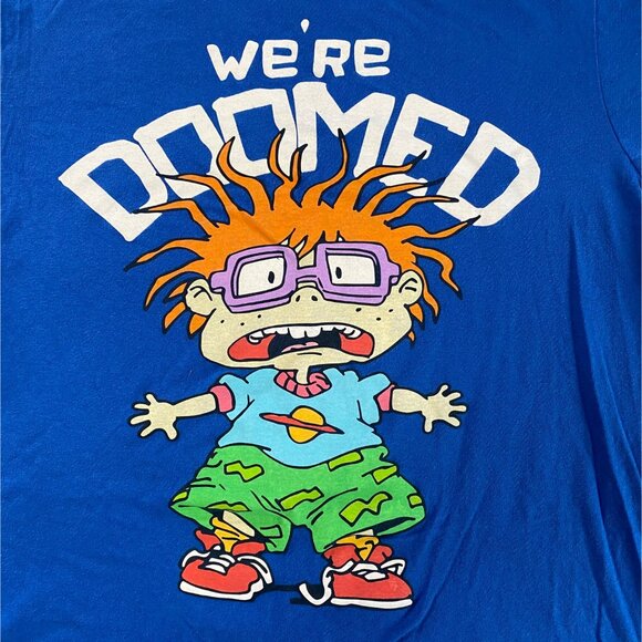 Nickelodeon Rugrats Chuckie Finster T Shirt We're Doomed Blue Large Unisex - Picture 2 of 7